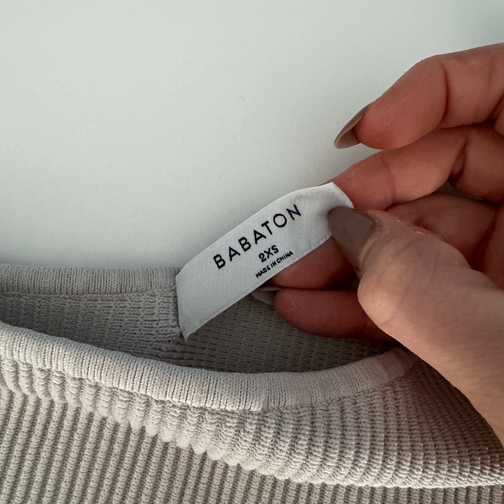 Babaton Ribbed Knit Top in Light Gray - Picture 2 of 3